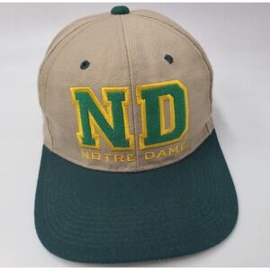 Vintage Notre Dame Fighting Irish Snapback Hat Cap Men Women NCAA Brown Green